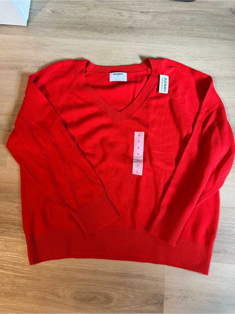 Old Navy Bright Red V-Neck Pullover Sweater